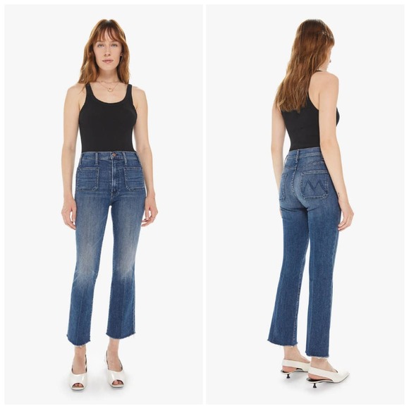 MOTHER Denim - NEW Mother The Hustler Patch Pocket Ankle Fray Jeans Blue Size 33